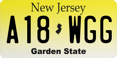 NJ license plate A18WGG
