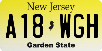 NJ license plate A18WGH
