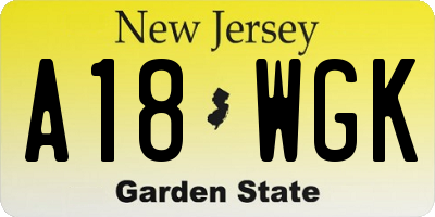 NJ license plate A18WGK