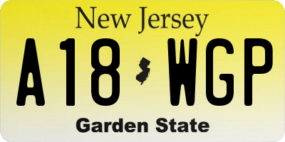 NJ license plate A18WGP