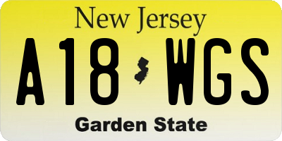 NJ license plate A18WGS