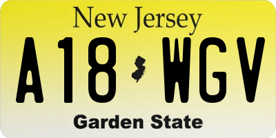 NJ license plate A18WGV