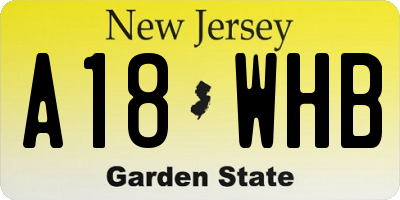 NJ license plate A18WHB