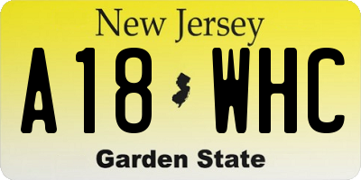 NJ license plate A18WHC