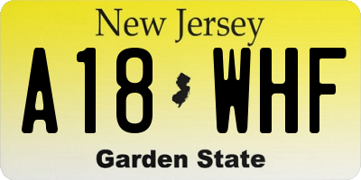 NJ license plate A18WHF