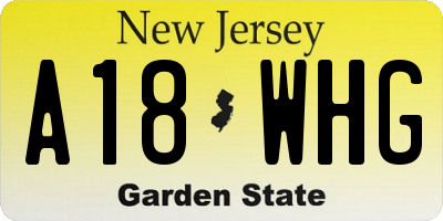 NJ license plate A18WHG
