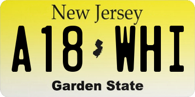 NJ license plate A18WHI