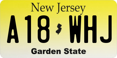 NJ license plate A18WHJ