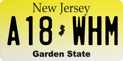 NJ license plate A18WHM