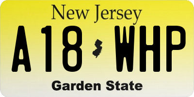 NJ license plate A18WHP