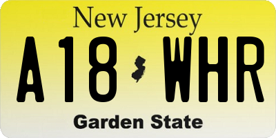 NJ license plate A18WHR