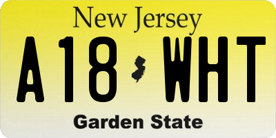 NJ license plate A18WHT