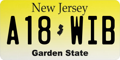 NJ license plate A18WIB
