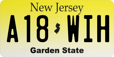 NJ license plate A18WIH