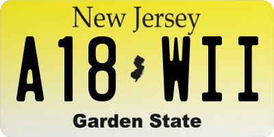 NJ license plate A18WII