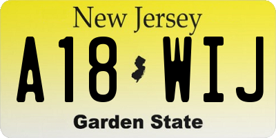 NJ license plate A18WIJ