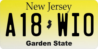 NJ license plate A18WIO