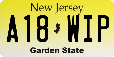 NJ license plate A18WIP