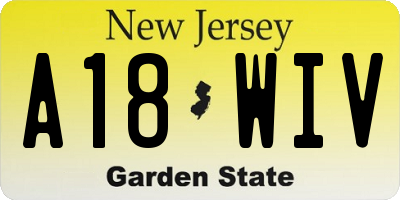 NJ license plate A18WIV