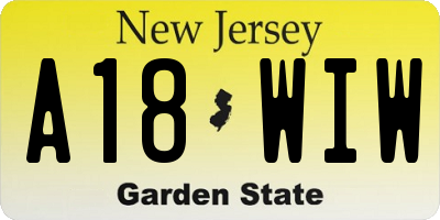 NJ license plate A18WIW