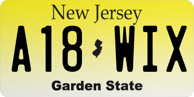 NJ license plate A18WIX