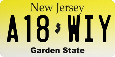 NJ license plate A18WIY
