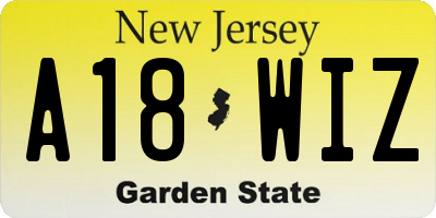 NJ license plate A18WIZ