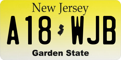 NJ license plate A18WJB