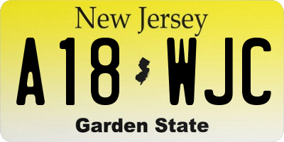 NJ license plate A18WJC