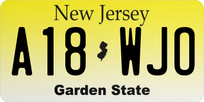 NJ license plate A18WJO