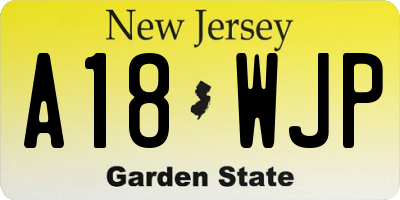 NJ license plate A18WJP