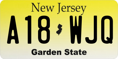 NJ license plate A18WJQ