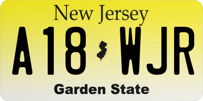 NJ license plate A18WJR