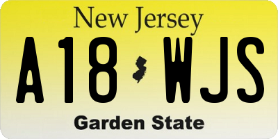 NJ license plate A18WJS