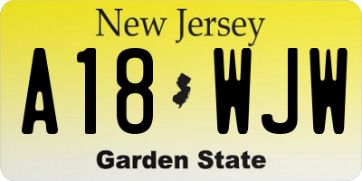 NJ license plate A18WJW