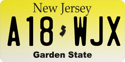 NJ license plate A18WJX