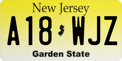 NJ license plate A18WJZ