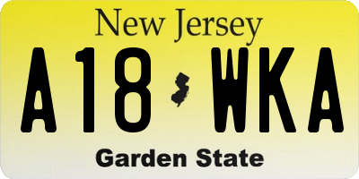 NJ license plate A18WKA