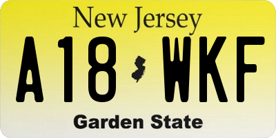 NJ license plate A18WKF