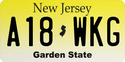 NJ license plate A18WKG