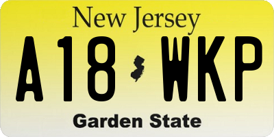 NJ license plate A18WKP