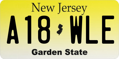 NJ license plate A18WLE