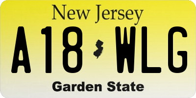 NJ license plate A18WLG