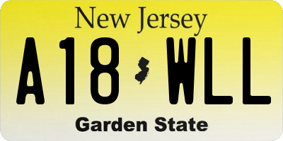 NJ license plate A18WLL