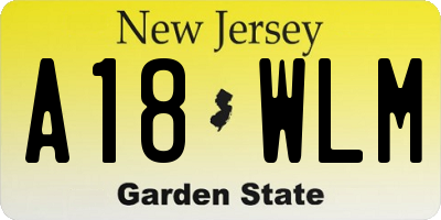 NJ license plate A18WLM