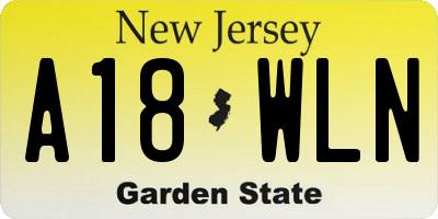 NJ license plate A18WLN