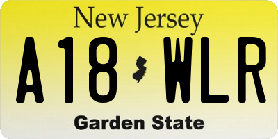 NJ license plate A18WLR