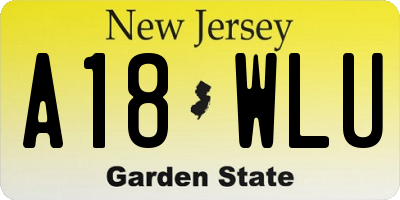 NJ license plate A18WLU