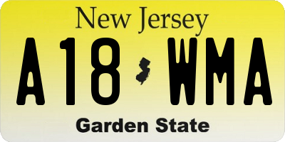NJ license plate A18WMA