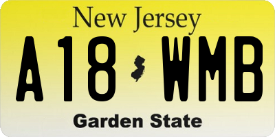 NJ license plate A18WMB